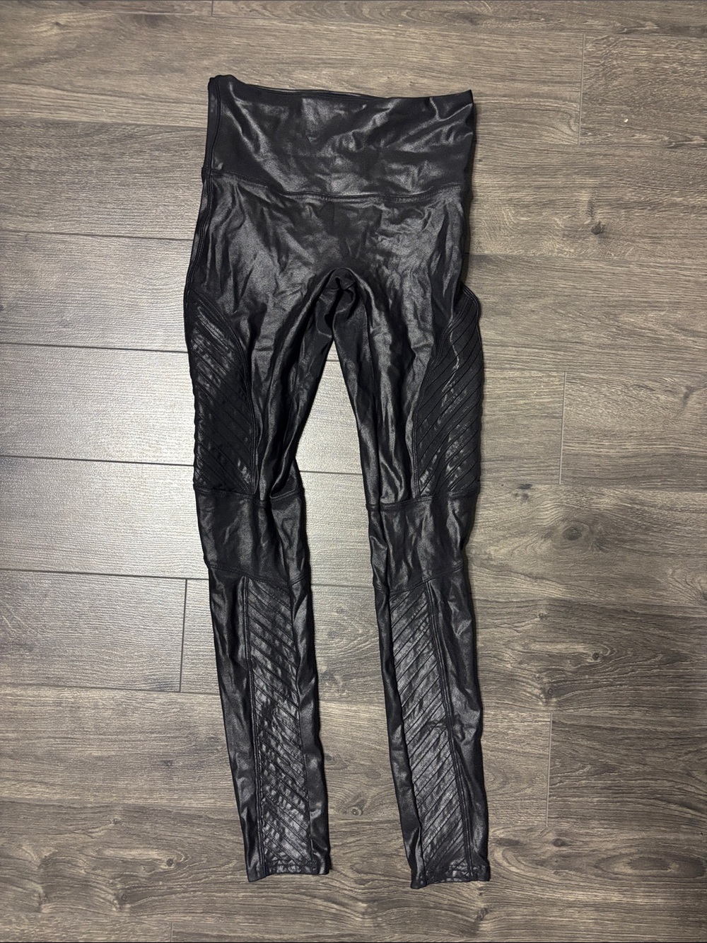 SPANX Black High-Waist Faux Leather Leggings